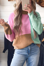 Load image into Gallery viewer, Multicolour Colorblock Mock Neck Ribbed Trim Sweater

