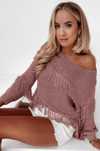 Load image into Gallery viewer, Pink Boho Tasseled Knitted Sweater
