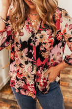 Load image into Gallery viewer, Red Floral Print Button Up Casual Shirt
