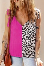 Load image into Gallery viewer, Leopard Patchwork Tie Strap Tank Top
