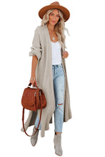 Load image into Gallery viewer, Beige Open Front Side Slit Duster Knit Cardigan
