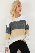 Load image into Gallery viewer, Multicolour Color Block Drop Shoulder Knit Sweater
