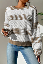 Load image into Gallery viewer, Multicolour Vertical Stripes Two Tones Drop Shoulder Sweater
