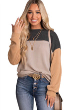 Load image into Gallery viewer, Black Color Block Long Sleeve Ribbed Loose Top
