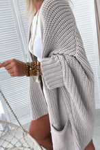 Load image into Gallery viewer, Gray Oversized Fold Over Sleeve Sweater Cardigan
