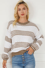 Load image into Gallery viewer, Multicolour Vertical Stripes Two Tones Drop Shoulder Sweater
