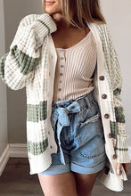 Load image into Gallery viewer, Green Colorblock Textured Knit Buttoned Cardigan
