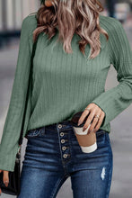 Load image into Gallery viewer, Green Ribbed Round Neck Knit Long Sleeve Top
