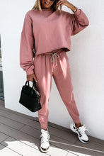 Load image into Gallery viewer, Pink Solid Sport Boxy Fit Pullover &amp; Pants Outfit
