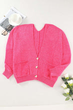 Load image into Gallery viewer, Rose Buttons Front Pocketed Sweater Cardigan
