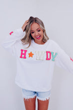 Load image into Gallery viewer, White Glitter Howdy Patch Graphic Casual Sweatshirt
