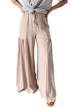 Load image into Gallery viewer, Khaki Drawstring Pleated Wide Leg Pants
