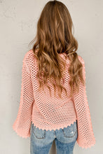 Load image into Gallery viewer, Pink Hollowed Eyelets Knit Bell Sleeve Sweater

