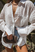Load image into Gallery viewer, White Crinkled Plaid Textured Shirt
