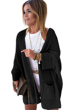 Load image into Gallery viewer, Black Oversized Fold Over Sleeve Sweater Cardigan
