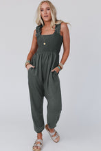 Load image into Gallery viewer, Smocked Ruffled Straps High Waist Sleeveless Jumpsuit
