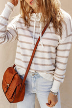 Load image into Gallery viewer, Cowl Neck Striped Print Drop Shoulder Sweater
