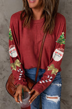 Load image into Gallery viewer, Fiery Red Sequined Christmas Favor Sleeve Casual Pullover
