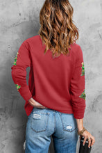 Load image into Gallery viewer, Fiery Red Sequined Christmas Tree Raglan Sleeve Sweatshirt
