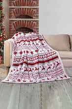 Load image into Gallery viewer, White Christmas Reindeer Snowflake Printed Sherpa Blanket

