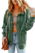 Load image into Gallery viewer, Green Vintage Washed Flap Pocket Button Shacket
