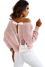 Load image into Gallery viewer, Pink Ribbon Bow Knot Dolman Sleeve Sweater
