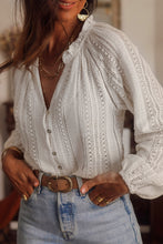 Load image into Gallery viewer, V-Neck Long Sleeve Button Up Lace Shirt
