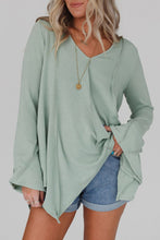 Load image into Gallery viewer, Ribbed Expose Seam Bell Sleeve Top
