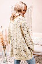 Load image into Gallery viewer, Beige Plus Size Textured Knit Open Ribbed Trim Cardigan
