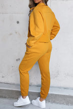 Load image into Gallery viewer, Yellow Half Zip Sweatshirt and Sweatpants Sports Set
