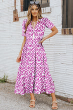 Load image into Gallery viewer, V Neck Casual Geometric Print Maxi Dress
