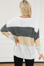 Load image into Gallery viewer, Multicolour Color Block Drop Shoulder Knit Sweater
