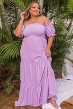 Load image into Gallery viewer, Ruffled Smocked Off Shoulder Plus Size Maxi Dress
