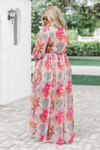 Load image into Gallery viewer, Multicolor Tropical Palm Print Tie High Waist Plus Size Maxi Dress
