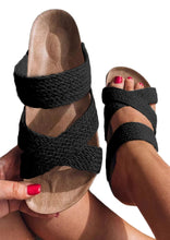 Load image into Gallery viewer, Linen Woven Cross Criss Hollowed Slip-On Slippers
