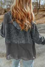 Load image into Gallery viewer, Gray Plus Size Waffle Knit Patchwork Washed Hooded Jacket
