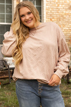 Load image into Gallery viewer, Parchment Plus Size Textured Drop Shoulder Crew Neck Sweatshirt
