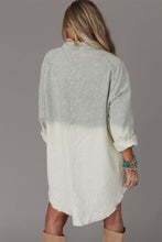 Load image into Gallery viewer, Gray Gradient Long Sleeve Button Up Raw Hem Denim Dress
