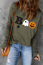 Load image into Gallery viewer, Green Halloween BOO Print Long Sleeve Graphic T Shirt
