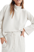 Load image into Gallery viewer, Snow White Ribbed High Neck Drop Shoulder Loose Top
