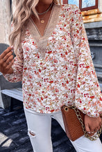 Load image into Gallery viewer, White Floral Long Sleeve Lace V-Neck Blouse
