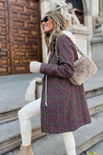 Load image into Gallery viewer, Pink Plaid Lapel Collar One Button Midi Coat
