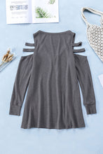 Load image into Gallery viewer, Zip Neck Cut-out Waffle Knit Long Sleeve Top
