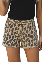 Load image into Gallery viewer, Mid Waist Frayed Hemline Denim Shorts
