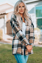 Load image into Gallery viewer, Plaid Print Buttoned Shirt Jacket
