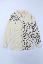 Load image into Gallery viewer, Leopard Print Detail Pocketed Corduroy Jacket
