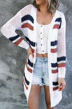 Load image into Gallery viewer, Striped Fishnet Knitted Cardigan
