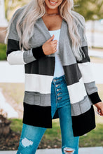 Load image into Gallery viewer, Open Front Colorblock Cardigan with Pockets
