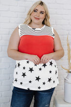 Load image into Gallery viewer, Patriotic Stripes Stars Print Sleeveless Plus Size Top

