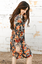 Load image into Gallery viewer, Floral Print Ruched Long Sleeve Dress
